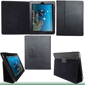 BuySKU60653 Left & Right Open Leather Case Carrying Bag Pouch for iPad 2 (Black)