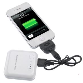 BuySKU68319 2000mAh Mini Mobile Power Bank Backup Battery with LED Light for iPad /iPhone /Nokia /HTC /BlackBerry /MP4 (White)