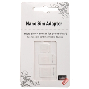 BuySKU68080 3-in-1 Nano SIM to Micro SIM & Standard SIM Card Adapter Kit for iPhone 4 /iPhone 4S /iPhone 5 (White)
