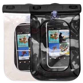 BuySKU67937 Crystal Waterproof Bag Pouch with Blow Hole for Cellphone - 2 pcs/set (Black & White)