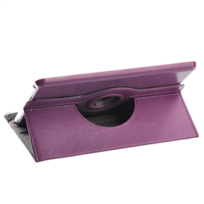 BuySKU68636 Durable 360 Rotating Stand PU Protective Case Cover with Sleep Function for iPad Mini (Purple)