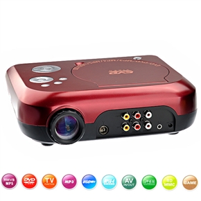 BuySKU68524 EJL006 High-definition LED IR Remote Home Theater Portable DVD Projector with DVD/RMVB/TV/Game/USB/SD/AV-In&Out (Red)