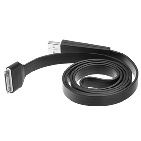 BuySKU68242 High-quality 1M Flat Noodle Style USB Sync Data & Charging Cable for iPad /iPhone - 2 pcs/set (Black)