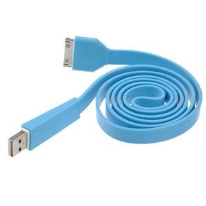 BuySKU68243 High-quality 1M Flat Noodle Style USB Sync Data & Charging Cable for iPad /iPhone - 2 pcs/set (Blue)