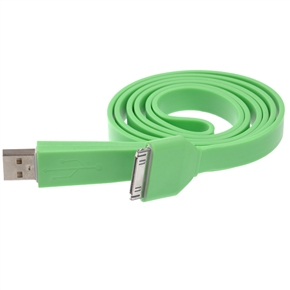 BuySKU68247 High-quality 1M Flat Noodle Style USB Sync Data & Charging Cable for iPad /iPhone - 2 pcs/set (Green)