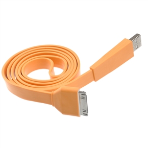 BuySKU68241 High-quality 1M Flat Noodle Style USB Sync Data & Charging Cable for iPad /iPhone - 2 pcs/set (Orange)