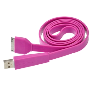 BuySKU68244 High-quality 1M Flat Noodle Style USB Sync Data & Charging Cable for iPad /iPhone - 2 pcs/set (Rosy)