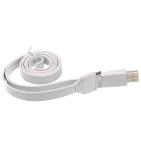 BuySKU68246 High-quality 1M Flat Noodle Style USB Sync Data & Charging Cable for iPad /iPhone - 2 pcs/set (White)