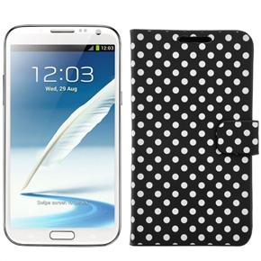 BuySKU68530 Left-right Open Style Dots Pattern PU Protective Case Cover with Card Holders for Samsung Galaxy Note II /N7100 (Black)