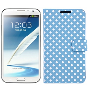 BuySKU68528 Left-right Open Style Dots Pattern PU Protective Case Cover with Card Holders for Samsung Galaxy Note II /N7100 (Blue)