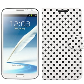 BuySKU68529 Left-right Open Style Dots Pattern PU Protective Case Cover with Card Holders for Samsung Galaxy Note II /N7100 (White)