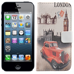 BuySKU68494 Left-right Open Style Retro London Pattern PU Protective Case Cover with Inner Hard Back Case for iPhone 5
