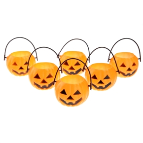 BuySKU68015 Mini Pumpkin Candy Barrel Basket with Handle for Halloween - 6 pcs/set (Orange)