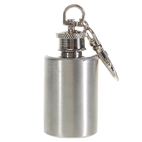 BuySKU68072 Stainless Steel 1.0 oz Hip Flask Circular Liquor Flask Keychain