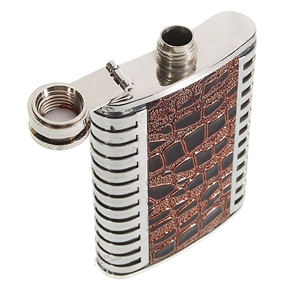 BuySKU68177 Stainless Steel 4.0 oz Hip Flask Leather Packed Curved Pocket Liquor Flask (Random Pattern & Color)