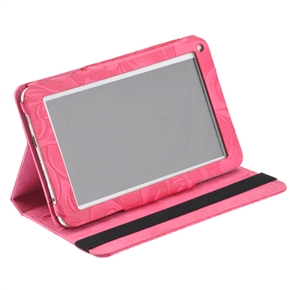 BuySKU68392 Stylish Flowers Pattern PU Protective Case Cover Pouch with Stand for VOOSOO V7S 7-inch Tablet PC (Pink)