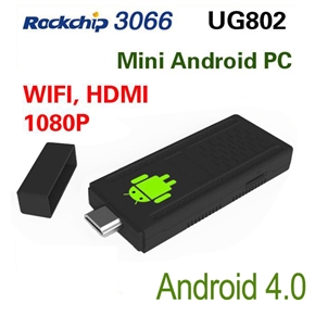 BuySKU68026 UG802 Android 4.0 RK3066 Dual-Core 1.2GHz Quad-Core GPU 1GB/4GB Mini PC Android TV Box with WiFi HDMI (Black)