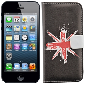BuySKU68491 Unique Britain Style Pattern Left-right Open PU Protective Case Cover with Inner Hard Back Case for iPhone 5