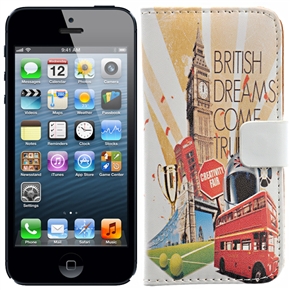 BuySKU68493 Unique Britain Style Pattern PU Protective Case Cover with Inner Hard Back Case for iPhone 5