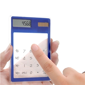 BuySKU67089 Unique Transparent Touch Panel Design Solar Powered Calculator (Blue)