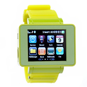 BuySKU63993 i5 One SIM Quad Band 1.8 Inch Touch Screen Watch Cell Phone with Silicone Band Bluetooth Camera FM MP3 MP4 (Green)