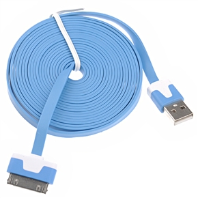 BuySKU69231 3M Flat Noodle Style 30-pin USB Sync Data & Charging Cable for iPad /iPhone /iPod (Blue)