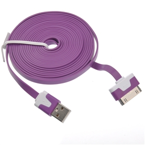 BuySKU69230 3M Flat Noodle Style 30-pin USB Sync Data & Charging Cable for iPad /iPhone /iPod (Purple)