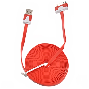 BuySKU69229 3M Flat Noodle Style 30-pin USB Sync Data & Charging Cable for iPad /iPhone /iPod (Red)