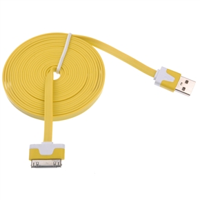 BuySKU69232 3M Flat Noodle Style 30-pin USB Sync Data & Charging Cable for iPad /iPhone /iPod (Yellow)