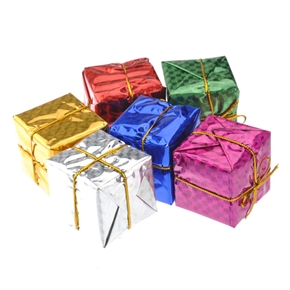 BuySKU69014 4CM Mix Colors Christmas Tree Hanging Bag Square Gift Bag Christmas Decoration - 6 pcs/set