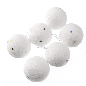 BuySKU69020 4CM White Foam Snowball Shaped Pendant Christmas Decoration - 6 pcs/set