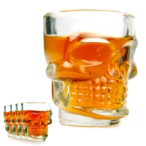 BuySKU69036 5CM Crystal Skull Head Shaped Shot Glass Cup Whisky Vodka Wine Cup - 4 pcs/set