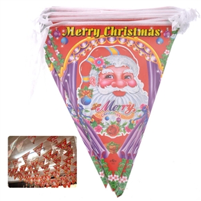 BuySKU69006 A String of 80 Colorful Santa Claus Pattern Merry Christmas Triangle Flags Pennants