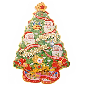 BuySKU69004 Beautiful Double-sided Christmas Tree Pattern Xmas Christmas Paper Sticker Poster Decoration - 2 pcs/set