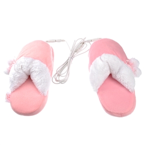 BuySKU69141 Comfortable Washable USB Powered Heating Slippers Warming Backless Slippers (Pink)