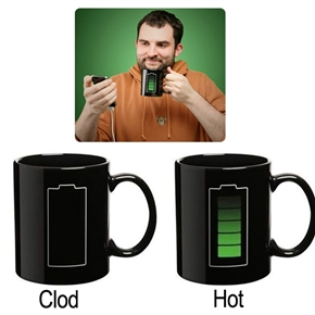 BuySKU68821 Creative Battery Morph Coffee & Beverage Heat Sensitive Color-changing Mug Cup (Black)