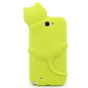 BuySKU68941 Cute 3D Cat Style Soft Silicone Protective Back Case Cover for Samsung Galaxy Note II /N7100 (Green)