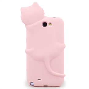 BuySKU68939 Cute 3D Cat Style Soft Silicone Protective Back Case Cover for Samsung Galaxy Note II /N7100 (Light Pink)