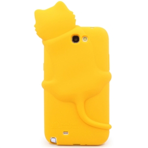 BuySKU68940 Cute 3D Cat Style Soft Silicone Protective Back Case Cover for Samsung Galaxy Note II /N7100 (Orange)