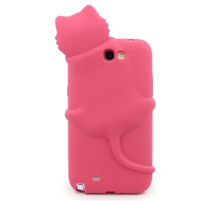 BuySKU68943 Cute 3D Cat Style Soft Silicone Protective Back Case Cover for Samsung Galaxy Note II /N7100 (Rosy)