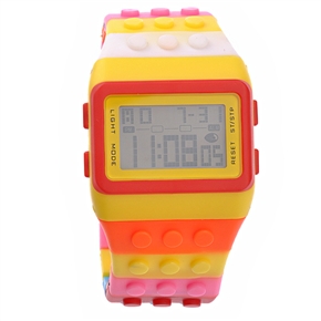 BuySKU68688 Multifunctional Rectangular Dial Sports Wrist Watch with Alarm /Stopwatch /Plastic Wristband (Colorful)