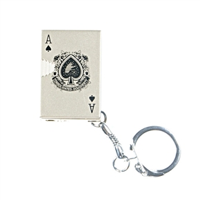 Poker Ace of Spades Style Jet Butane Cigarette Lighter with Keychain