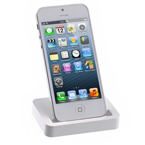 BuySKU69227 Portable 8-pin Snyc Charging Station Desktop Dock Stand Holder for iPhone 5 (White)