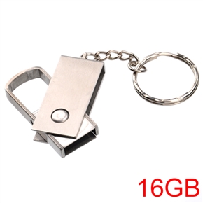 BuySKU68717 Rotatable Design 16GB Metal USB 2.0 Flash Drive U-disk with Key Ring (Silver)
