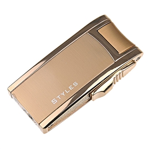 BuySKU68897 Styles Metal Cigarette Lighter Butane Lighter with Two-Cover Open Design (Golden)