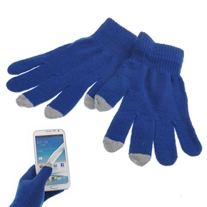 BuySKU68800 Universal 3-finger Capacitive Screen Touching Gloves Warm Gloves - One Pair (Dark Blue)