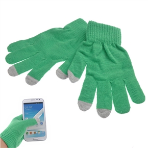 BuySKU68805 Universal 3-finger Capacitive Screen Touching Gloves Warm Gloves - One Pair (Green)