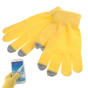 BuySKU68801 Universal 3-finger Capacitive Screen Touching Gloves Warm Gloves - One Pair (Light Yellow)