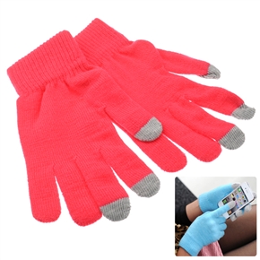 BuySKU68803 Universal 3-finger Capacitive Screen Touching Gloves Warm Gloves - One Pair (Rosy)