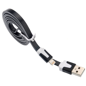 BuySKU69539 1M Flat Noodle Style 8-pin USB Sync Data & Charging Cable for iPhone 5 /iPad mini /iPad 4 (Black)
